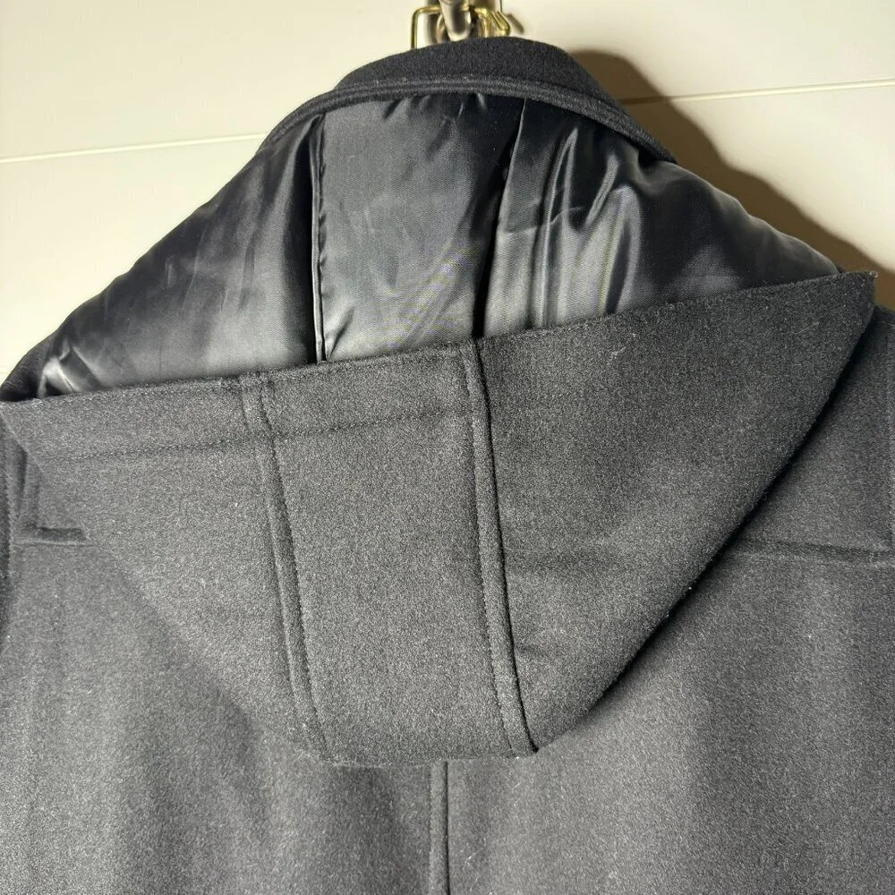 Duffle Coat- A[xist] Black, Size Medium, Wood Toggles Quilted Lining-EXCELLENT